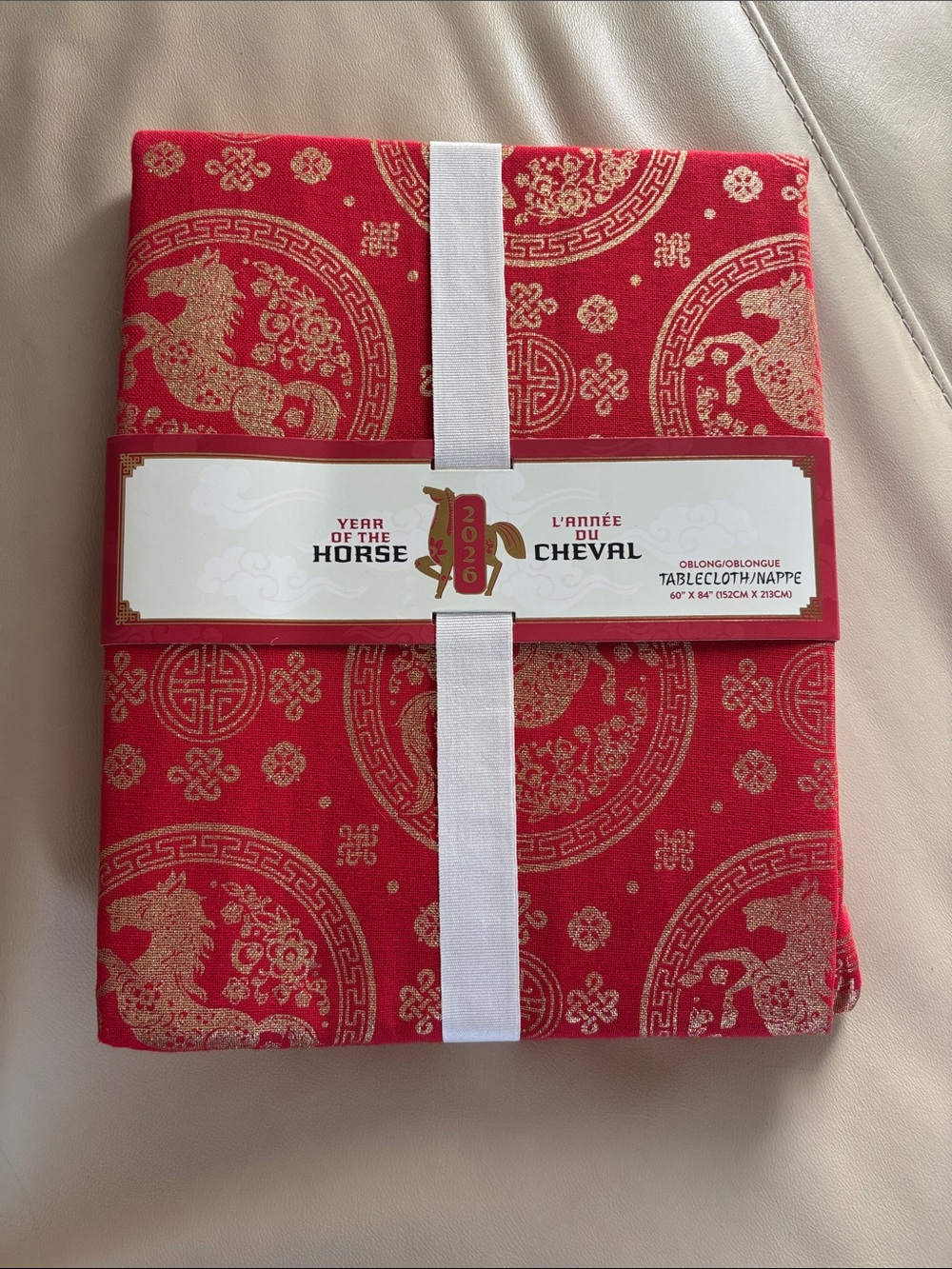 NWT Red Year of the Horse Chinese Zodiac Oblong Tablecloth